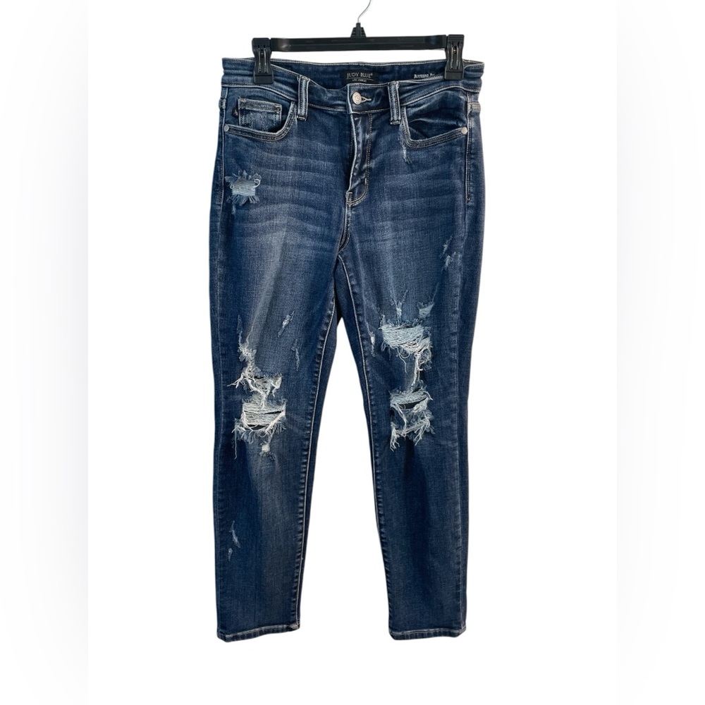 Judy Blue Distressed Boyfriend Jeans Size 7/28 High Rise Stretch Denim Trendy